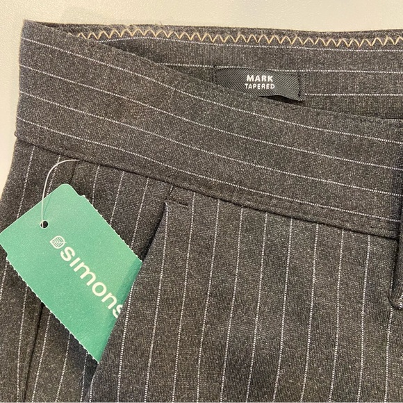 Only & Sons men Mark tapered jersey dress pants pinstripes NWT charcoal grey 36 - Picture 5 of 16